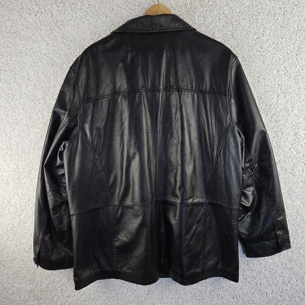 Wilsons M. Julian Diamond Quilted Black Leather Jacket Men's Size XL Button Up - Picture 12 of 16